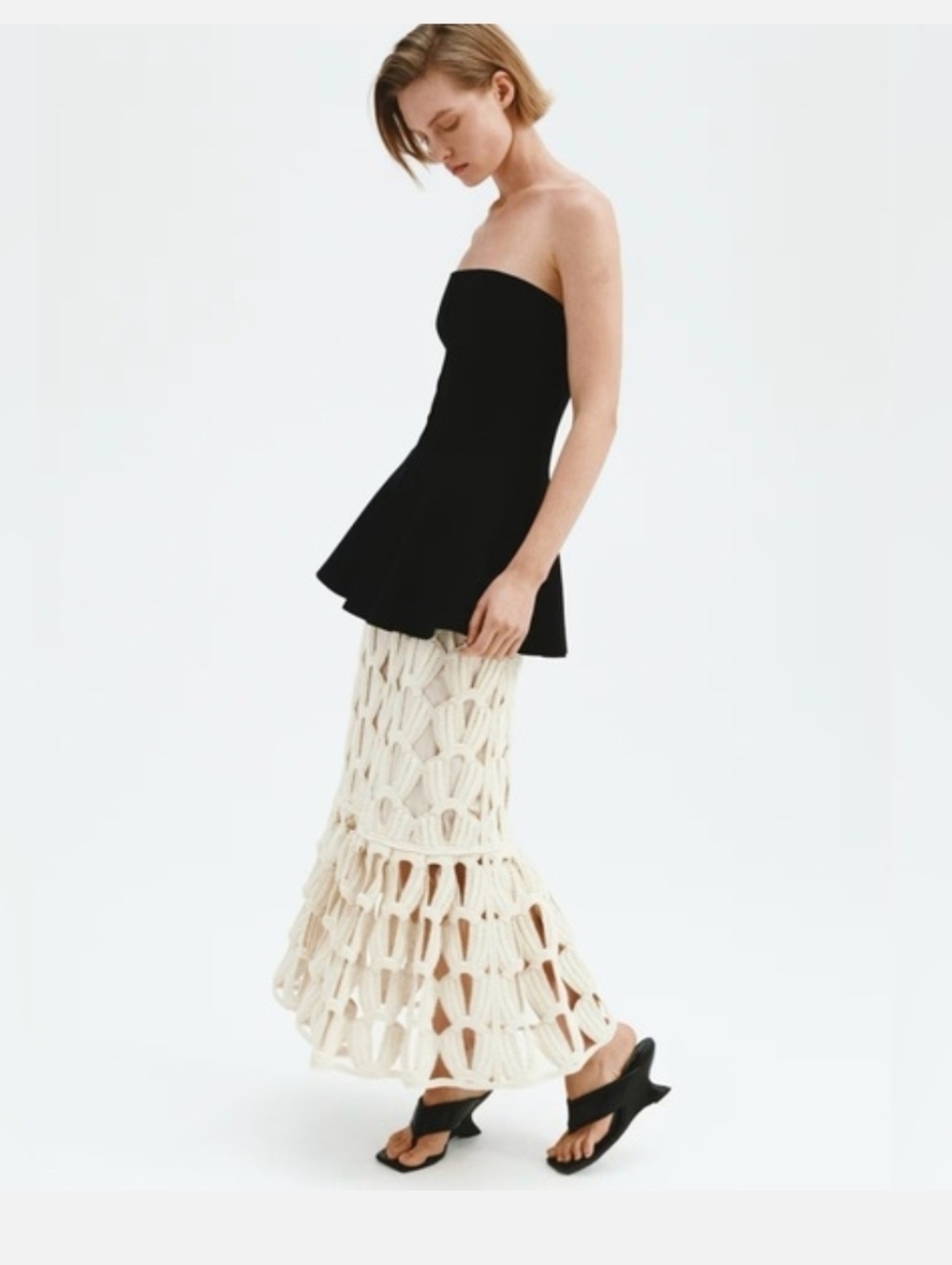 Brand New Sz M H&M CROCHET-LOOK Cream SKIRT - Picture 9 of 13